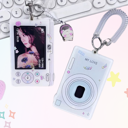 Cute Phone and Camera Photocard Holder Keychain