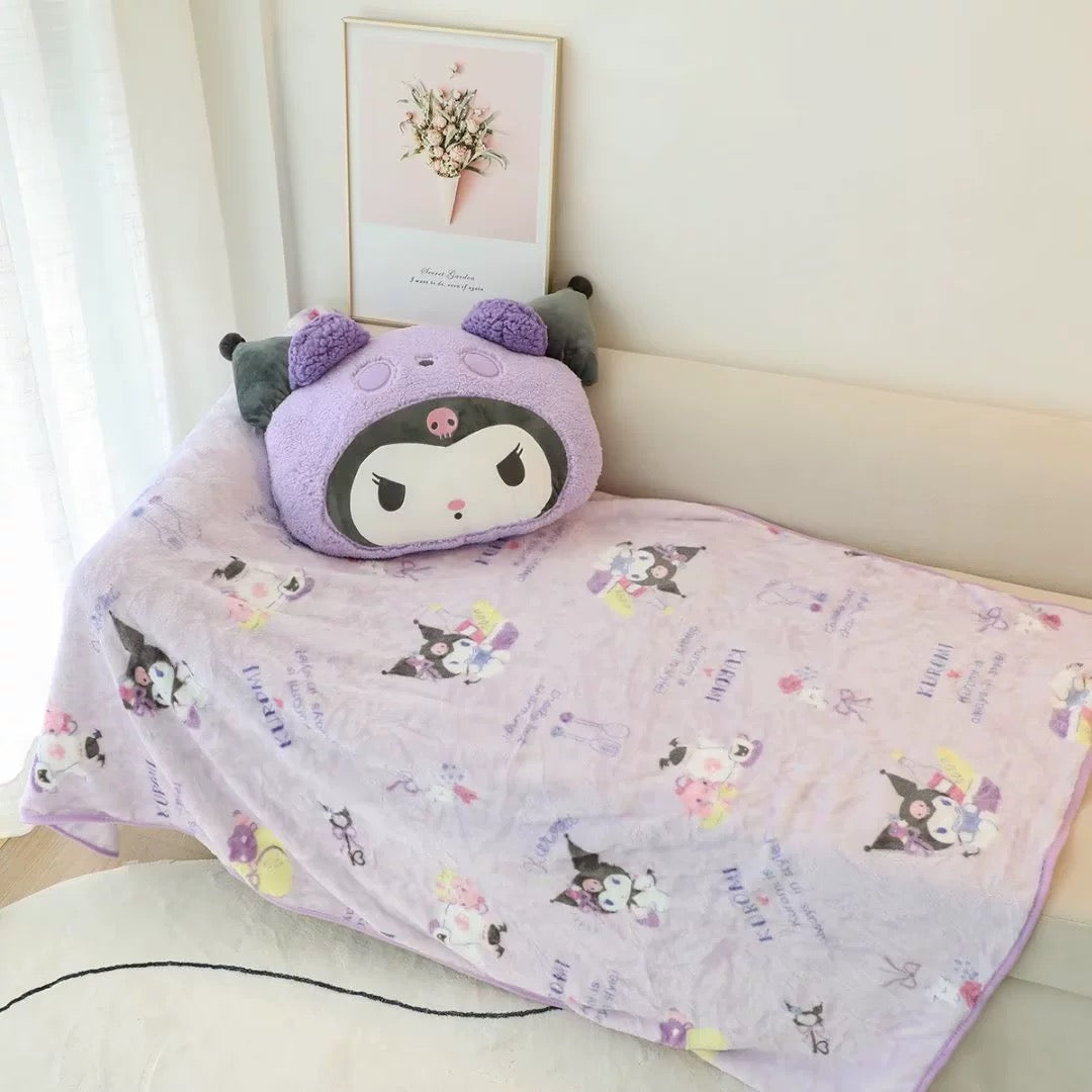 Sanrio Characters Plush Pillow and Throw Blanket Set