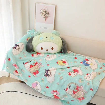 Sanrio Characters Plush Pillow and Throw Blanket Set